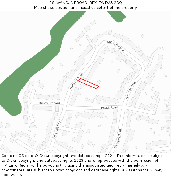 18, WANSUNT ROAD, BEXLEY, DA5 2DQ: Location map and indicative extent of plot