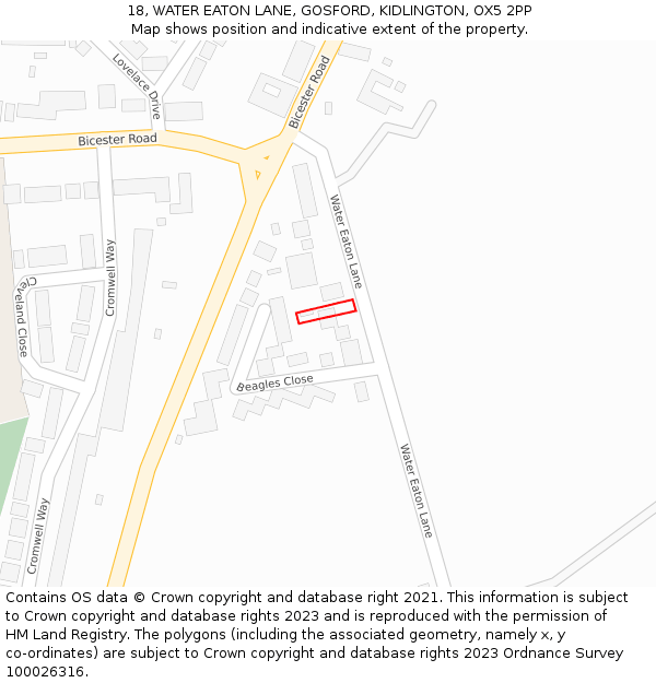 18, WATER EATON LANE, GOSFORD, KIDLINGTON, OX5 2PP: Location map and indicative extent of plot