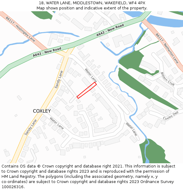 18, WATER LANE, MIDDLESTOWN, WAKEFIELD, WF4 4PX: Location map and indicative extent of plot