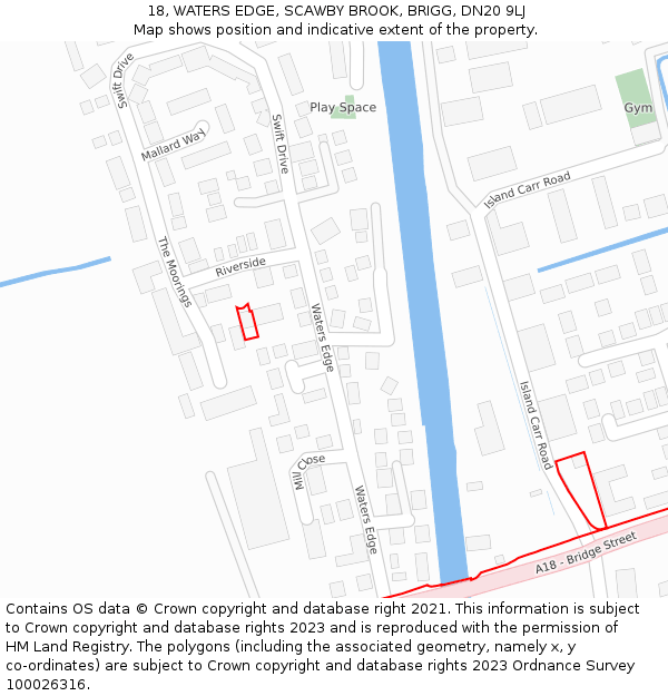 18, WATERS EDGE, SCAWBY BROOK, BRIGG, DN20 9LJ: Location map and indicative extent of plot