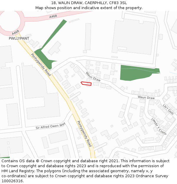 18, WAUN DRAW, CAERPHILLY, CF83 3SL: Location map and indicative extent of plot