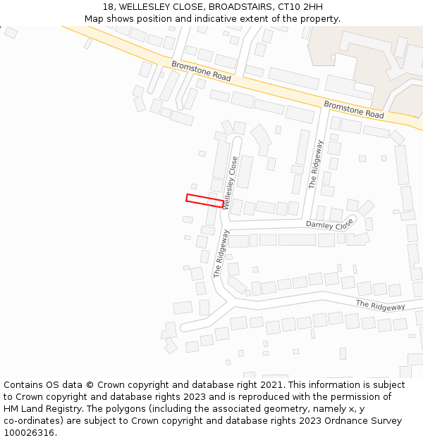 18, WELLESLEY CLOSE, BROADSTAIRS, CT10 2HH: Location map and indicative extent of plot