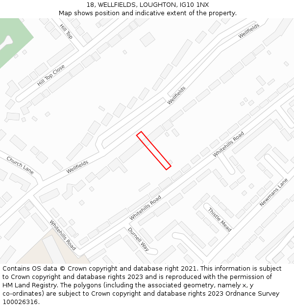 18, WELLFIELDS, LOUGHTON, IG10 1NX: Location map and indicative extent of plot