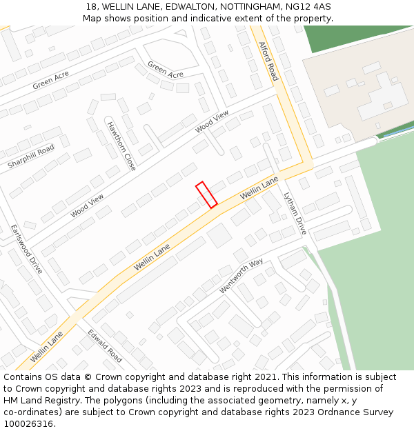 18, WELLIN LANE, EDWALTON, NOTTINGHAM, NG12 4AS: Location map and indicative extent of plot