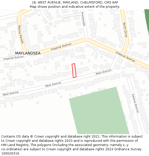 18, WEST AVENUE, MAYLAND, CHELMSFORD, CM3 6AF: Location map and indicative extent of plot