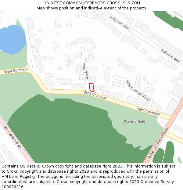 18, WEST COMMON, GERRARDS CROSS, SL9 7QN: Location map and indicative extent of plot
