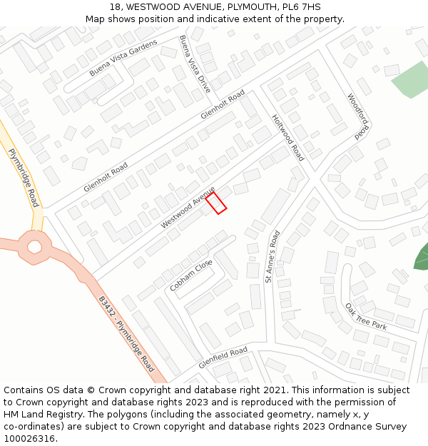 18, WESTWOOD AVENUE, PLYMOUTH, PL6 7HS: Location map and indicative extent of plot