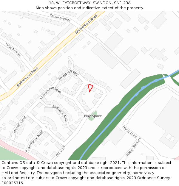 18, WHEATCROFT WAY, SWINDON, SN1 2RA: Location map and indicative extent of plot