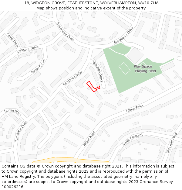 18, WIDGEON GROVE, FEATHERSTONE, WOLVERHAMPTON, WV10 7UA: Location map and indicative extent of plot