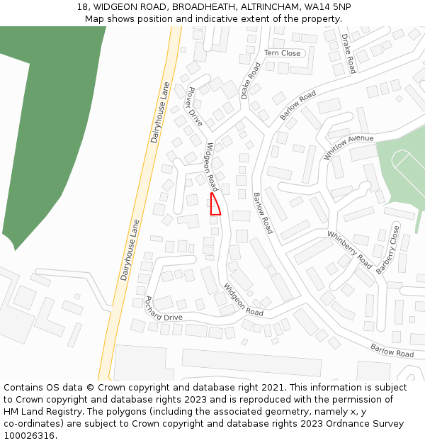 18, WIDGEON ROAD, BROADHEATH, ALTRINCHAM, WA14 5NP: Location map and indicative extent of plot