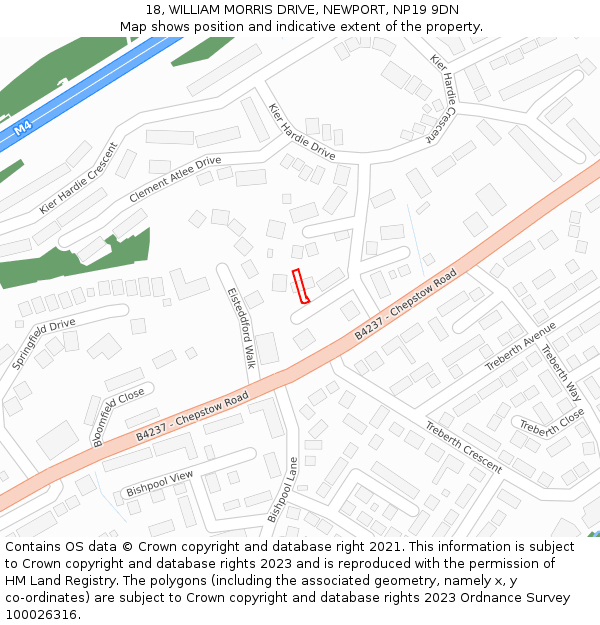 18, WILLIAM MORRIS DRIVE, NEWPORT, NP19 9DN: Location map and indicative extent of plot