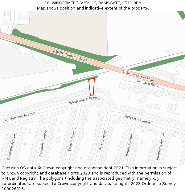 18, WINDERMERE AVENUE, RAMSGATE, CT11 0PA: Location map and indicative extent of plot