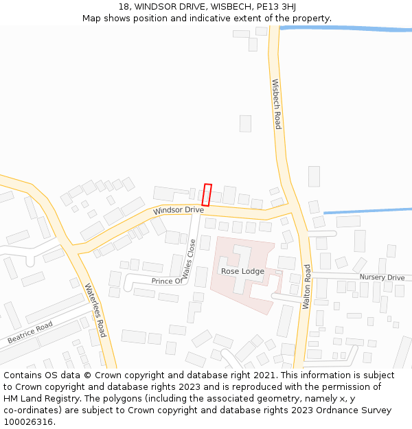 18, WINDSOR DRIVE, WISBECH, PE13 3HJ: Location map and indicative extent of plot