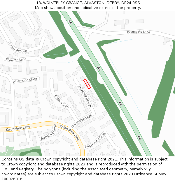 18, WOLVERLEY GRANGE, ALVASTON, DERBY, DE24 0SS: Location map and indicative extent of plot