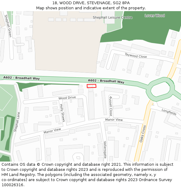 18, WOOD DRIVE, STEVENAGE, SG2 8PA: Location map and indicative extent of plot