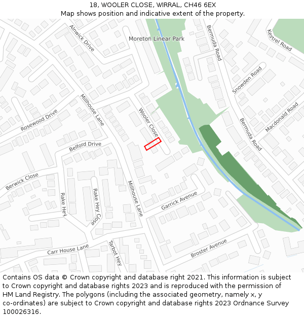 18, WOOLER CLOSE, WIRRAL, CH46 6EX: Location map and indicative extent of plot