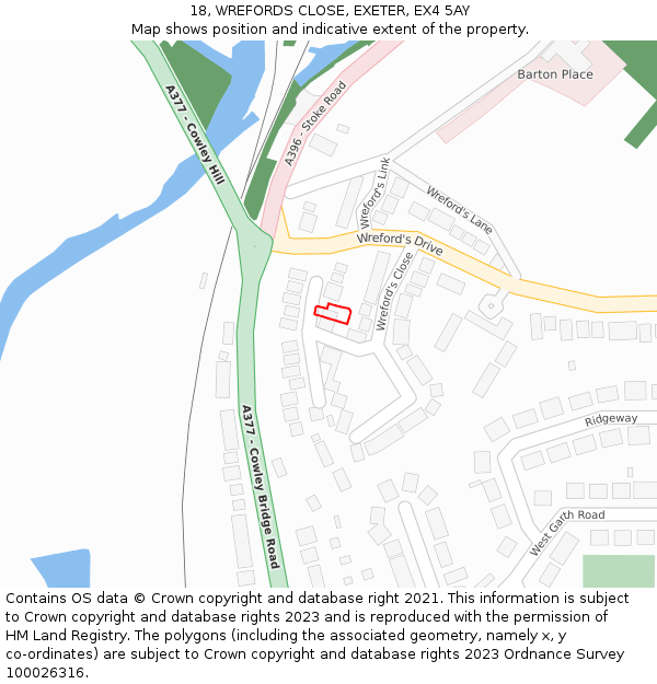 18, WREFORDS CLOSE, EXETER, EX4 5AY: Location map and indicative extent of plot