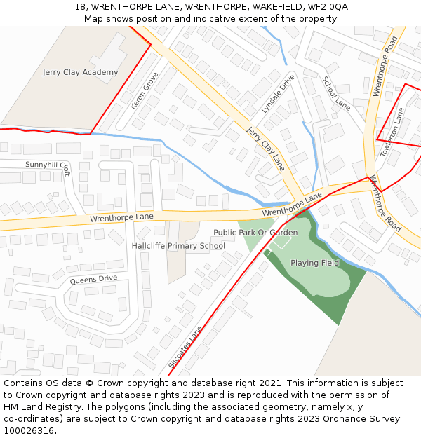 18, WRENTHORPE LANE, WRENTHORPE, WAKEFIELD, WF2 0QA: Location map and indicative extent of plot