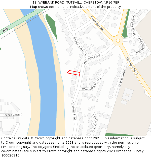 18, WYEBANK ROAD, TUTSHILL, CHEPSTOW, NP16 7ER: Location map and indicative extent of plot