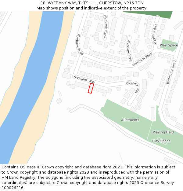 18, WYEBANK WAY, TUTSHILL, CHEPSTOW, NP16 7DN: Location map and indicative extent of plot