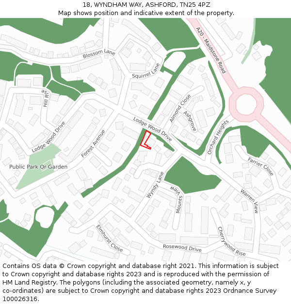 18, WYNDHAM WAY, ASHFORD, TN25 4PZ: Location map and indicative extent of plot