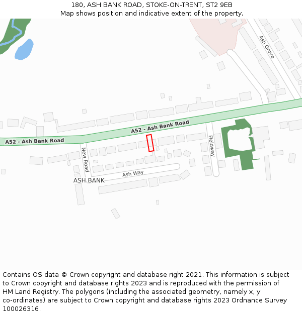180, ASH BANK ROAD, STOKE-ON-TRENT, ST2 9EB: Location map and indicative extent of plot