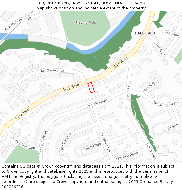 180, BURY ROAD, RAWTENSTALL, ROSSENDALE, BB4 6DJ: Location map and indicative extent of plot