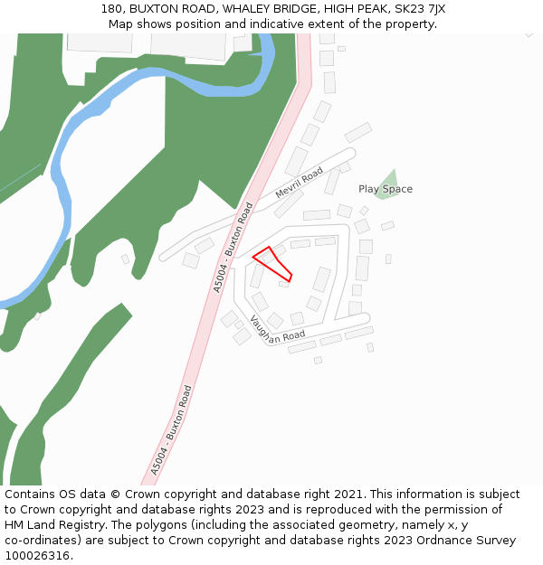 180, BUXTON ROAD, WHALEY BRIDGE, HIGH PEAK, SK23 7JX: Location map and indicative extent of plot