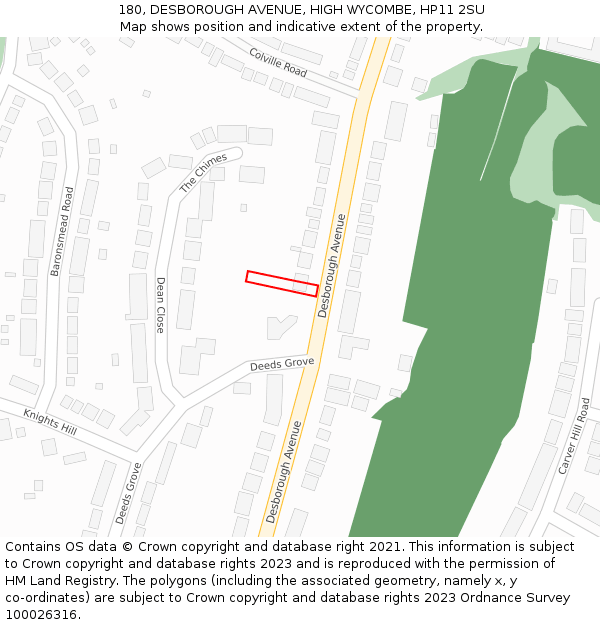 180, DESBOROUGH AVENUE, HIGH WYCOMBE, HP11 2SU: Location map and indicative extent of plot