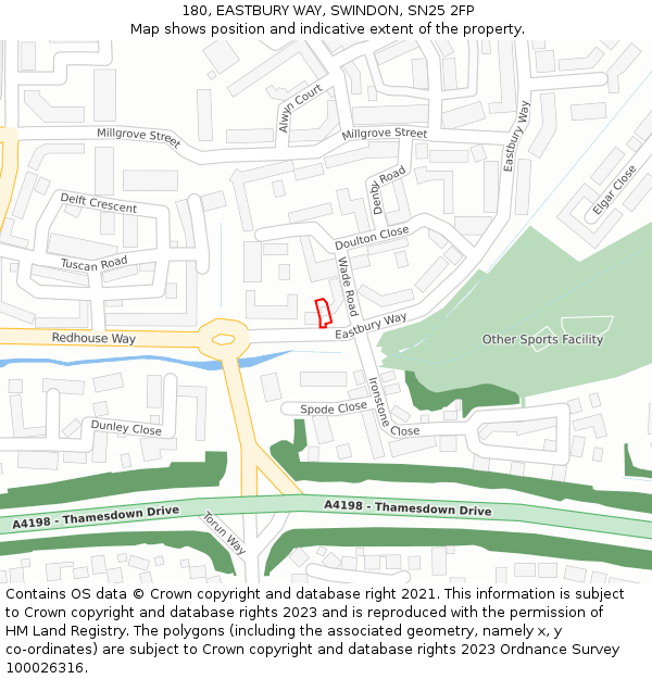 180, EASTBURY WAY, SWINDON, SN25 2FP: Location map and indicative extent of plot