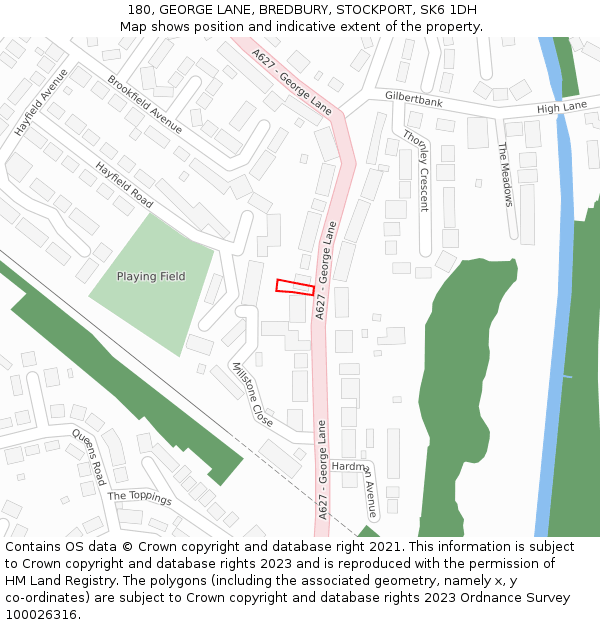 180, GEORGE LANE, BREDBURY, STOCKPORT, SK6 1DH: Location map and indicative extent of plot