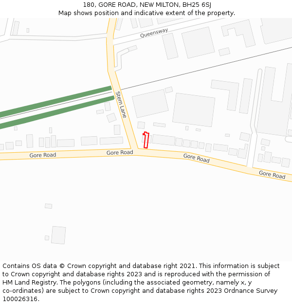 180, GORE ROAD, NEW MILTON, BH25 6SJ: Location map and indicative extent of plot