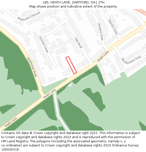 180, HEATH LANE, DARTFORD, DA1 2TN: Location map and indicative extent of plot