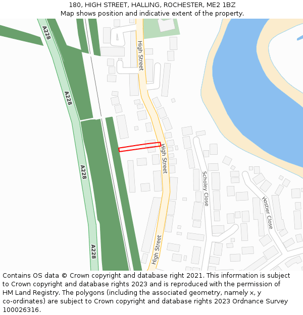 180, HIGH STREET, HALLING, ROCHESTER, ME2 1BZ: Location map and indicative extent of plot