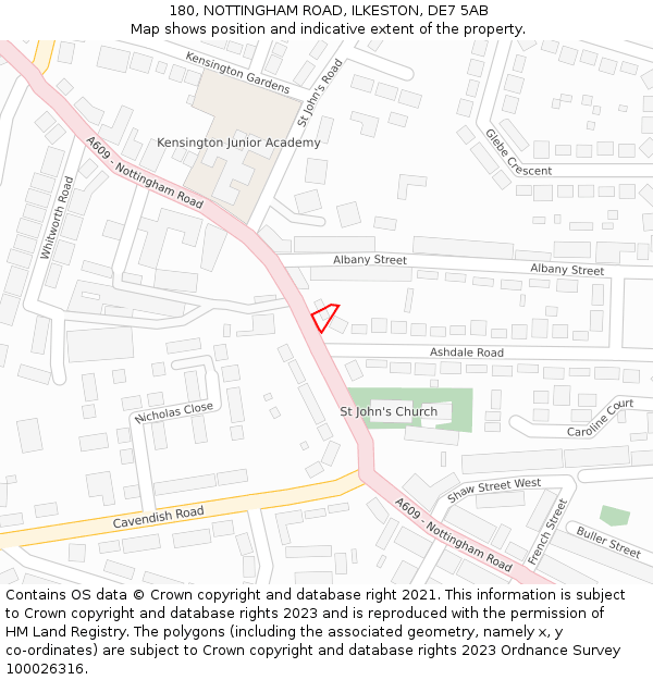 180, NOTTINGHAM ROAD, ILKESTON, DE7 5AB: Location map and indicative extent of plot