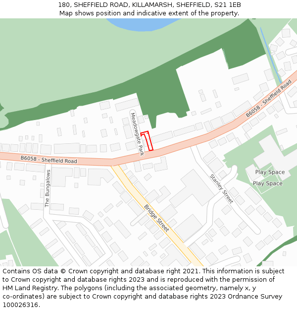 180, SHEFFIELD ROAD, KILLAMARSH, SHEFFIELD, S21 1EB: Location map and indicative extent of plot