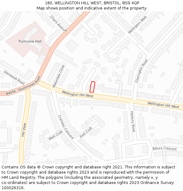 180, WELLINGTON HILL WEST, BRISTOL, BS9 4QP: Location map and indicative extent of plot