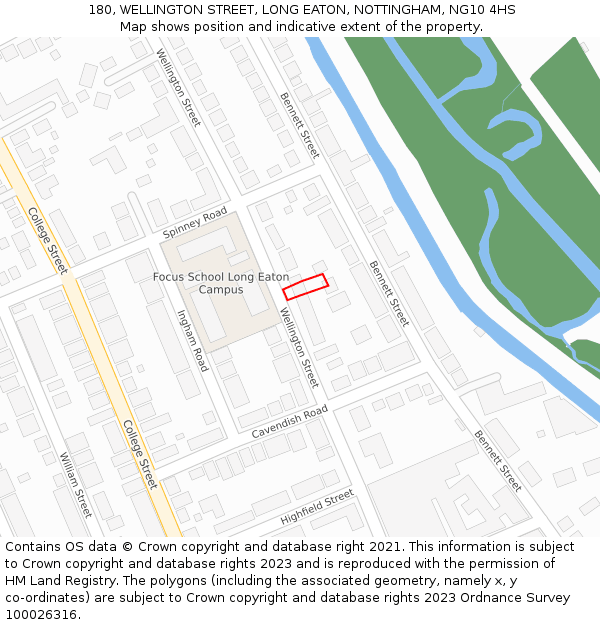 180, WELLINGTON STREET, LONG EATON, NOTTINGHAM, NG10 4HS: Location map and indicative extent of plot