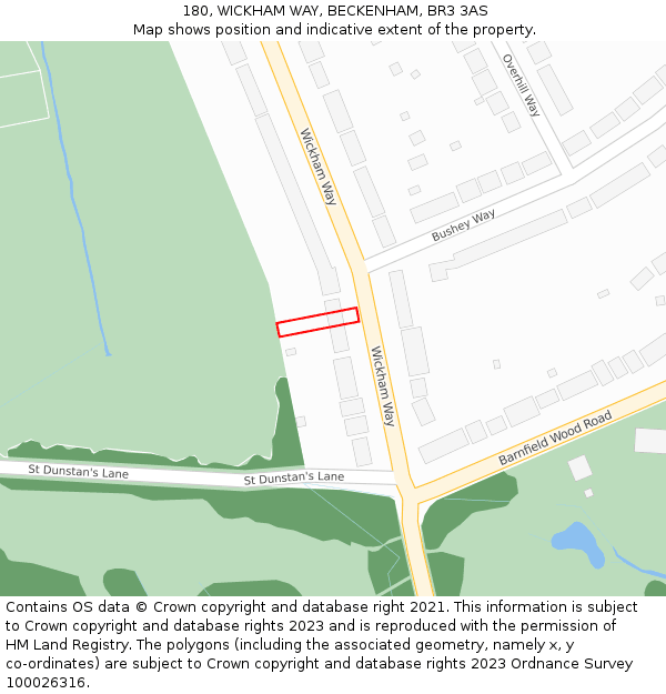 180, WICKHAM WAY, BECKENHAM, BR3 3AS: Location map and indicative extent of plot