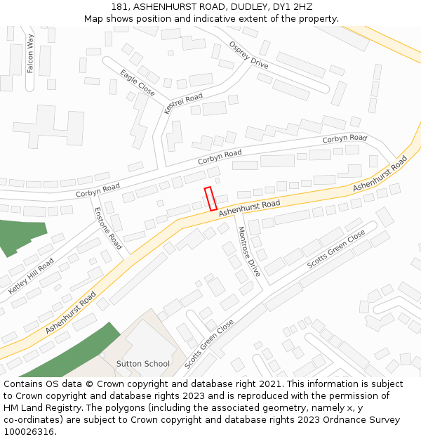 181, ASHENHURST ROAD, DUDLEY, DY1 2HZ: Location map and indicative extent of plot