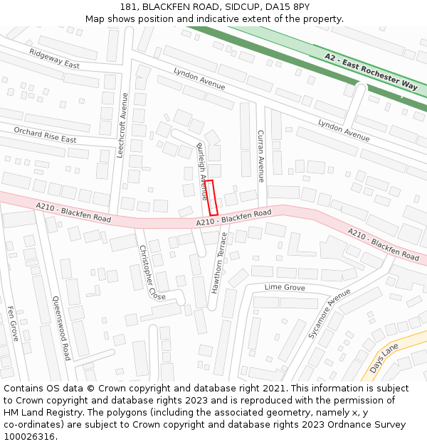 181, BLACKFEN ROAD, SIDCUP, DA15 8PY: Location map and indicative extent of plot