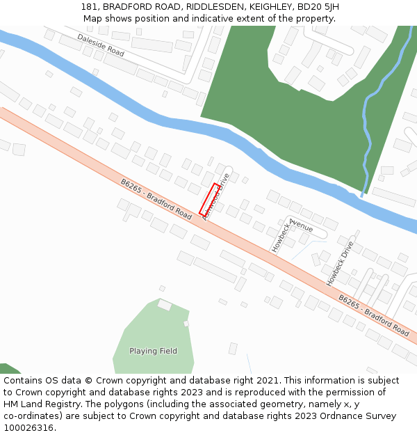 181, BRADFORD ROAD, RIDDLESDEN, KEIGHLEY, BD20 5JH: Location map and indicative extent of plot