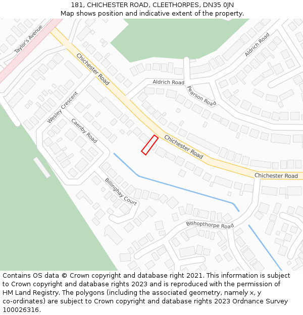 181, CHICHESTER ROAD, CLEETHORPES, DN35 0JN: Location map and indicative extent of plot