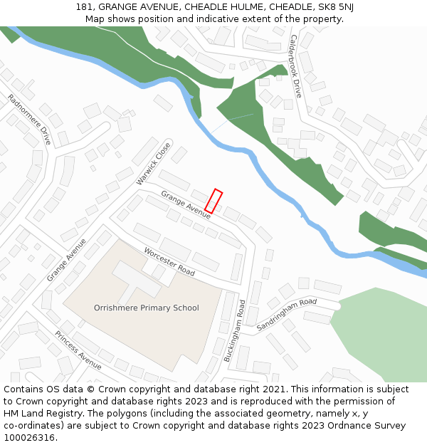 181, GRANGE AVENUE, CHEADLE HULME, CHEADLE, SK8 5NJ: Location map and indicative extent of plot