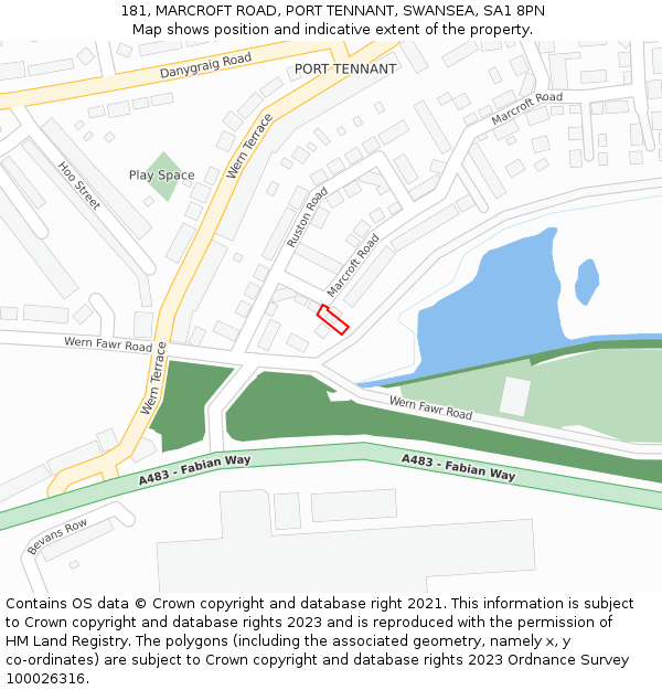 181, MARCROFT ROAD, PORT TENNANT, SWANSEA, SA1 8PN: Location map and indicative extent of plot