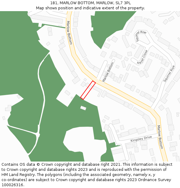 181, MARLOW BOTTOM, MARLOW, SL7 3PL: Location map and indicative extent of plot