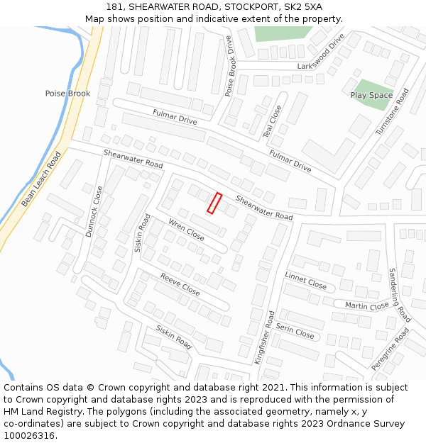 181, SHEARWATER ROAD, STOCKPORT, SK2 5XA: Location map and indicative extent of plot