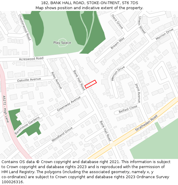 182, BANK HALL ROAD, STOKE-ON-TRENT, ST6 7DS: Location map and indicative extent of plot