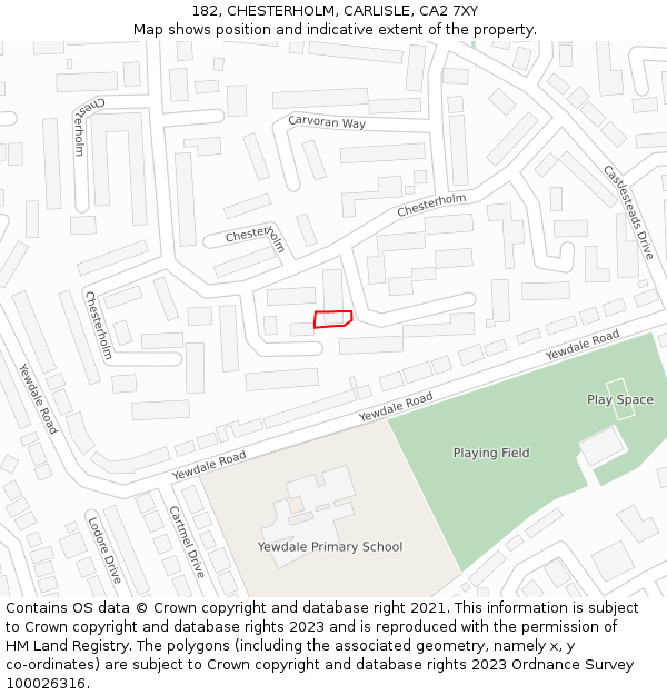 182, CHESTERHOLM, CARLISLE, CA2 7XY: Location map and indicative extent of plot