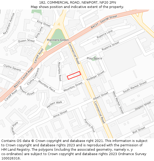 182, COMMERCIAL ROAD, NEWPORT, NP20 2PN: Location map and indicative extent of plot